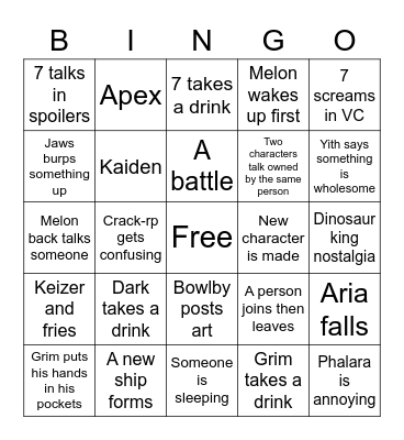 Jurassic Giants Bingo Card