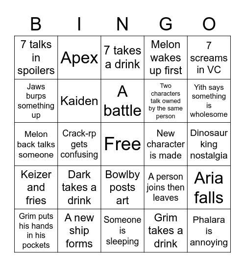 Jurassic Giants Bingo Card