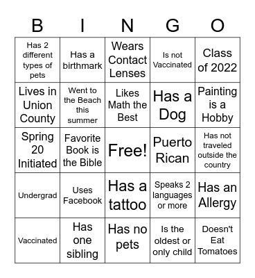 Untitled Bingo Card