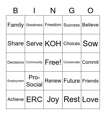 ERC BINGO! Bingo Card
