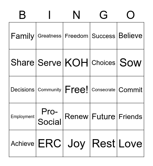 ERC BINGO! Bingo Card