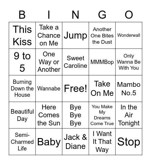 Public Service Week Music Bingo Card