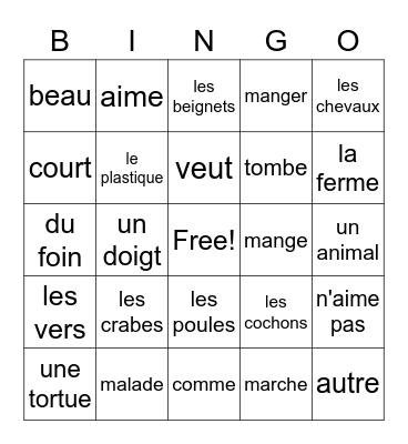 French 8 - Story 6 Bingo Card