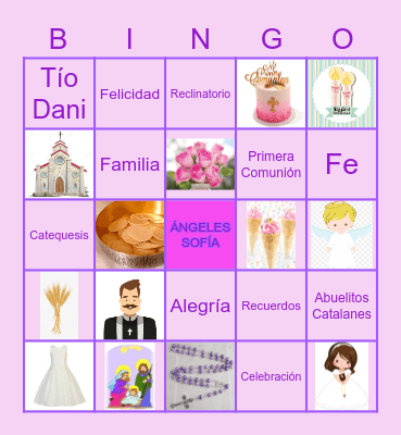 Primera Comunión Bingo Card