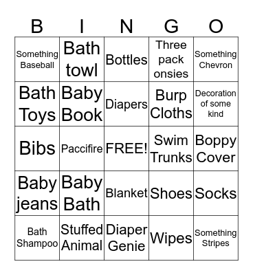 Brittney & Lia's Baby Shower Bingo Card