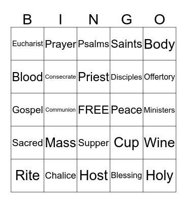 First Eucharist Retreat Bingo Card