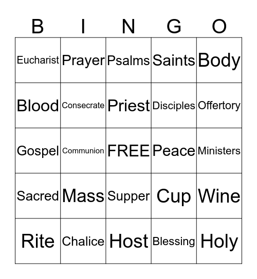 First Eucharist Retreat Bingo Card