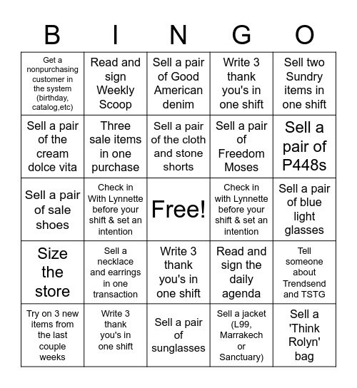 Evereve Tulsa Bingo Card