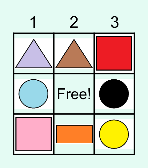 Colours and shapes Bingo Card