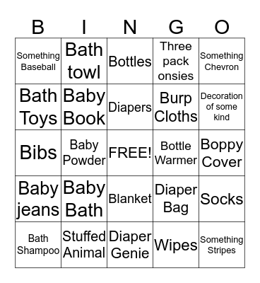 Brittney & Lia's Baby Shower Bingo Card