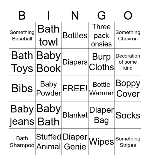 Brittney & Lia's Baby Shower Bingo Card