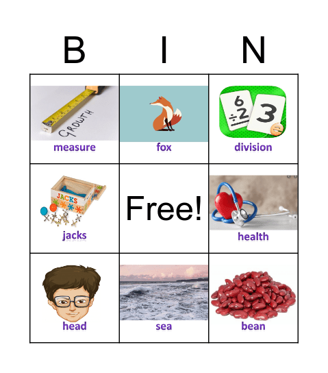 phonology Bingo Card