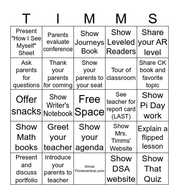 Fourth Grade Bingo Card