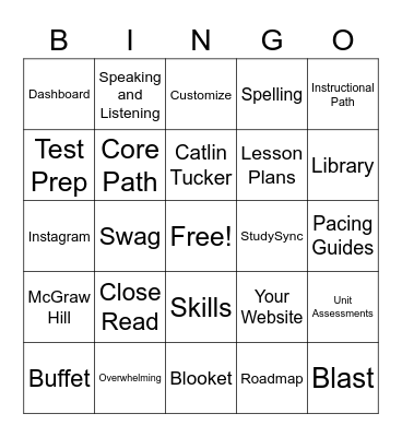 StudySync Training Bingo Card