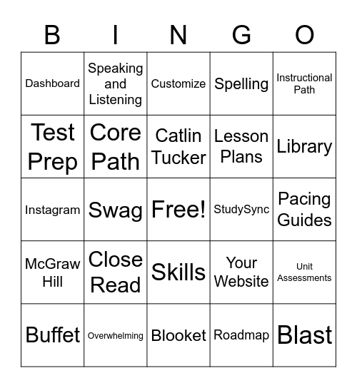 StudySync Training Bingo Card