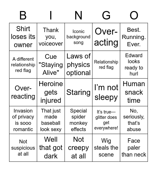 Twilight Bingo Card