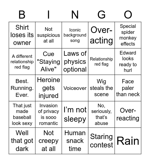 Twilight Bingo Card