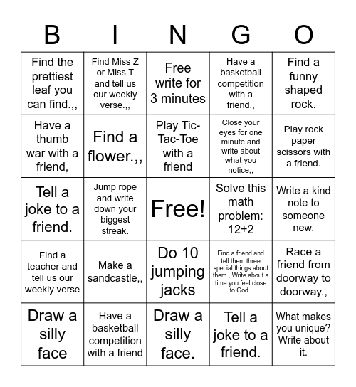 Exploration Bingo! Bingo Card