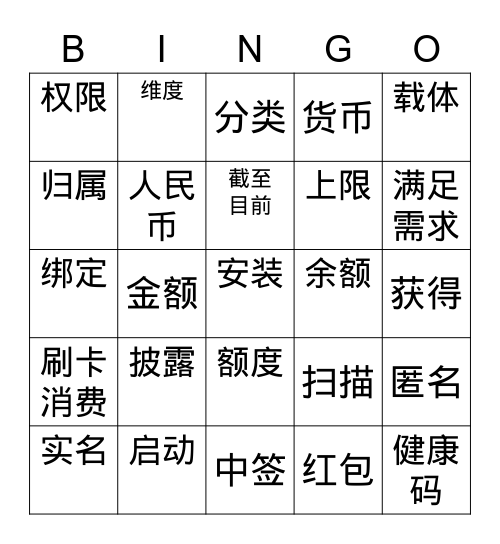 上海发放数字人民币红包 Bingo Card
