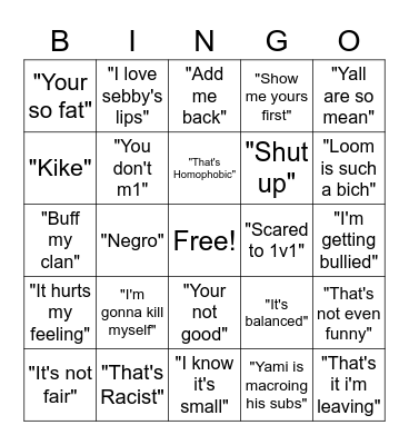 Dylan Bingo Card