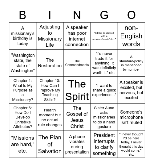 Mission Devotional 6 18 Bingo Card