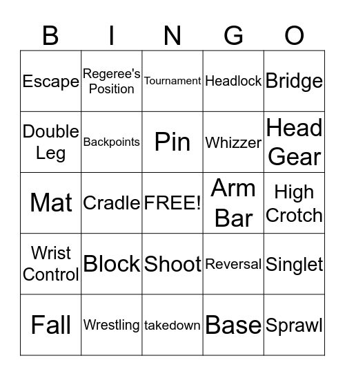 Wrestling BINGO Card