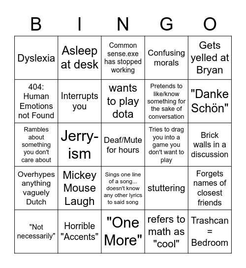 Jerry Bingo Card