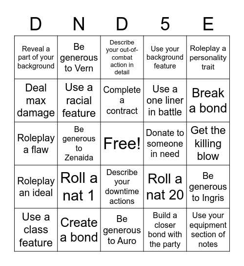 Death and Dreams Bingo Card