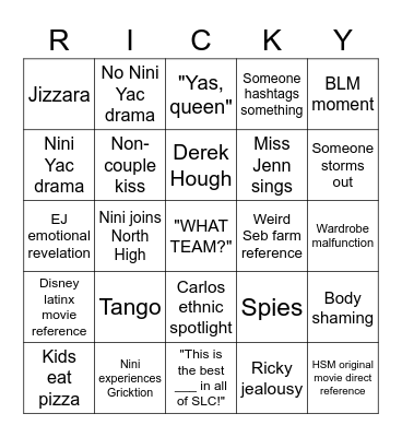 HSMTMTS Season 2, Episode 5 Bingo Card