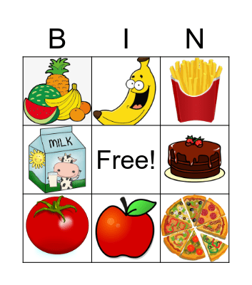 My food Bingo Card