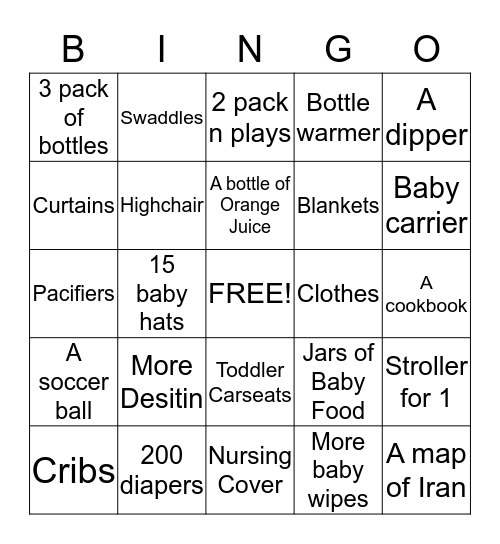 Lisa's IF Package Delivery Bingo Card