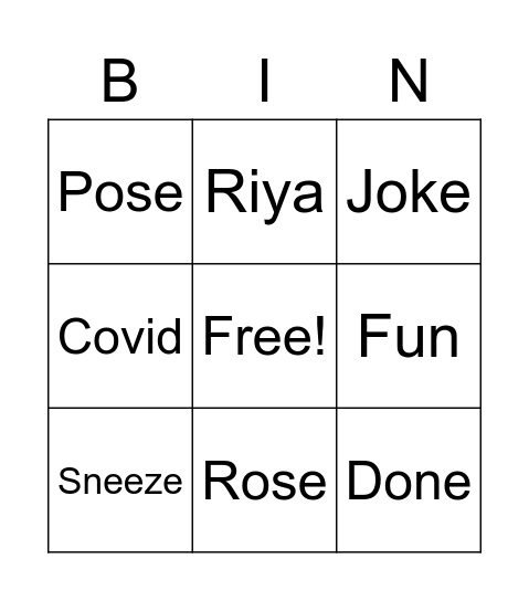 Play yay Bingo Card