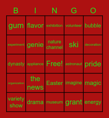 S12 Bingo Card