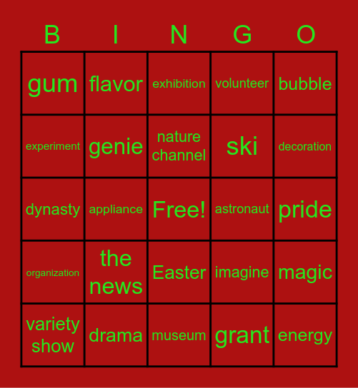 S12 Bingo Card