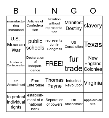 STAAR Tutorials Bingo Card