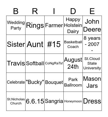 Amanda Wagner (soon to be STICHA) Bingo Card