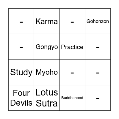 Zadenkai June'21 Bingo Card