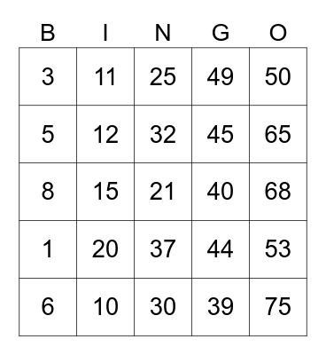 BILLY THE KID Bingo Card