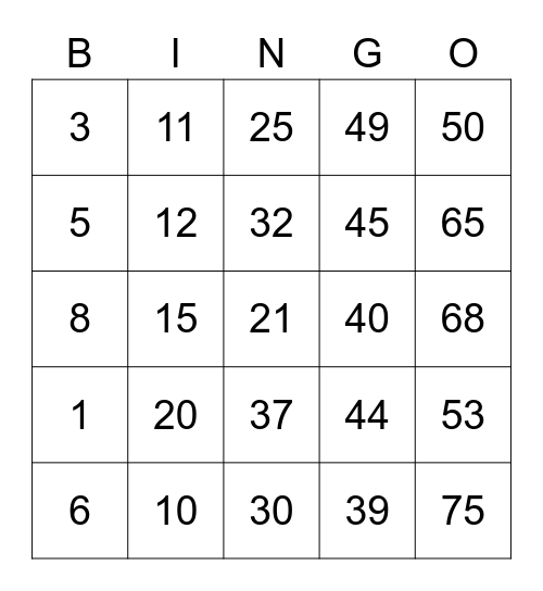 BILLY THE KID Bingo Card