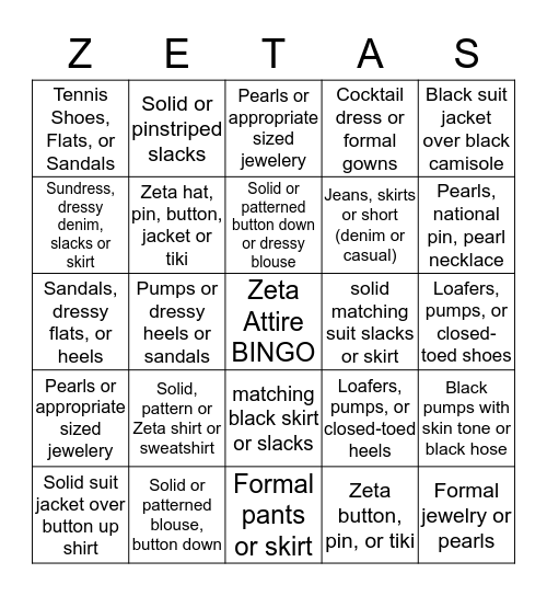 Finer Womanhood BINGO Card