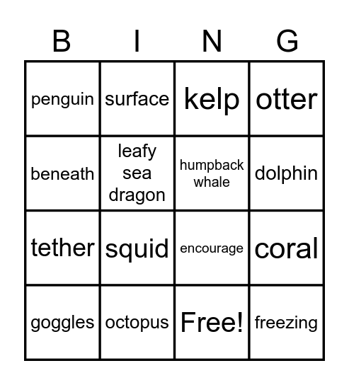 OD3 Unit 18 vocabulary Bingo Card