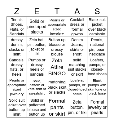 Finer Womanhood BINGO Card