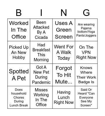 TIC Bingo Card