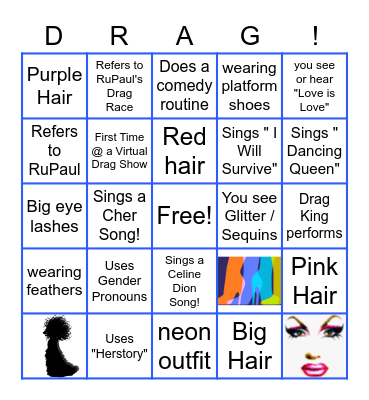 Drag Show Bingo Card