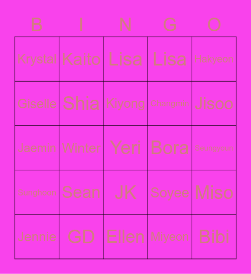 Kiyong's Bingo Card