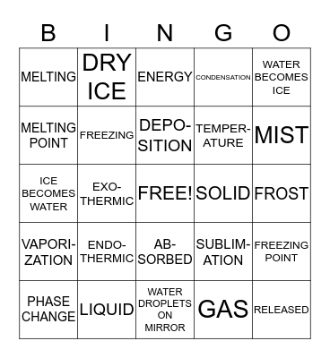 PHASE CHANGES BINGO Card