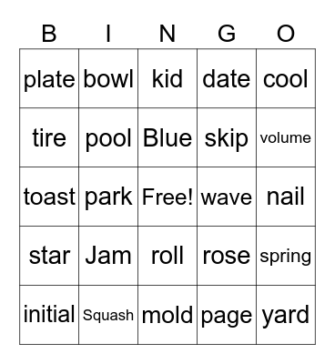 Multiple Meaning Words Bingo Card