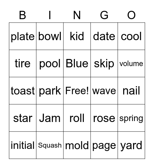 Multiple Meaning Words Bingo Card