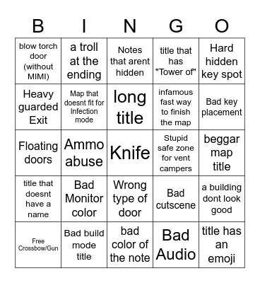 Roblox Piggy build mode Bingo Card