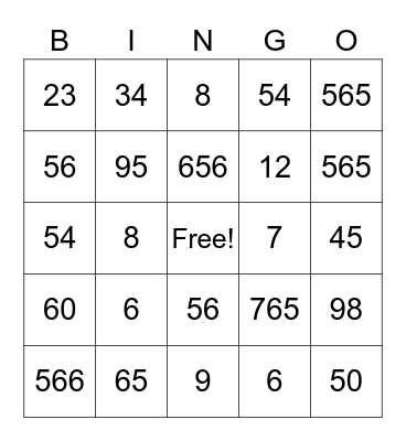 FRACTIONS Bingo Card